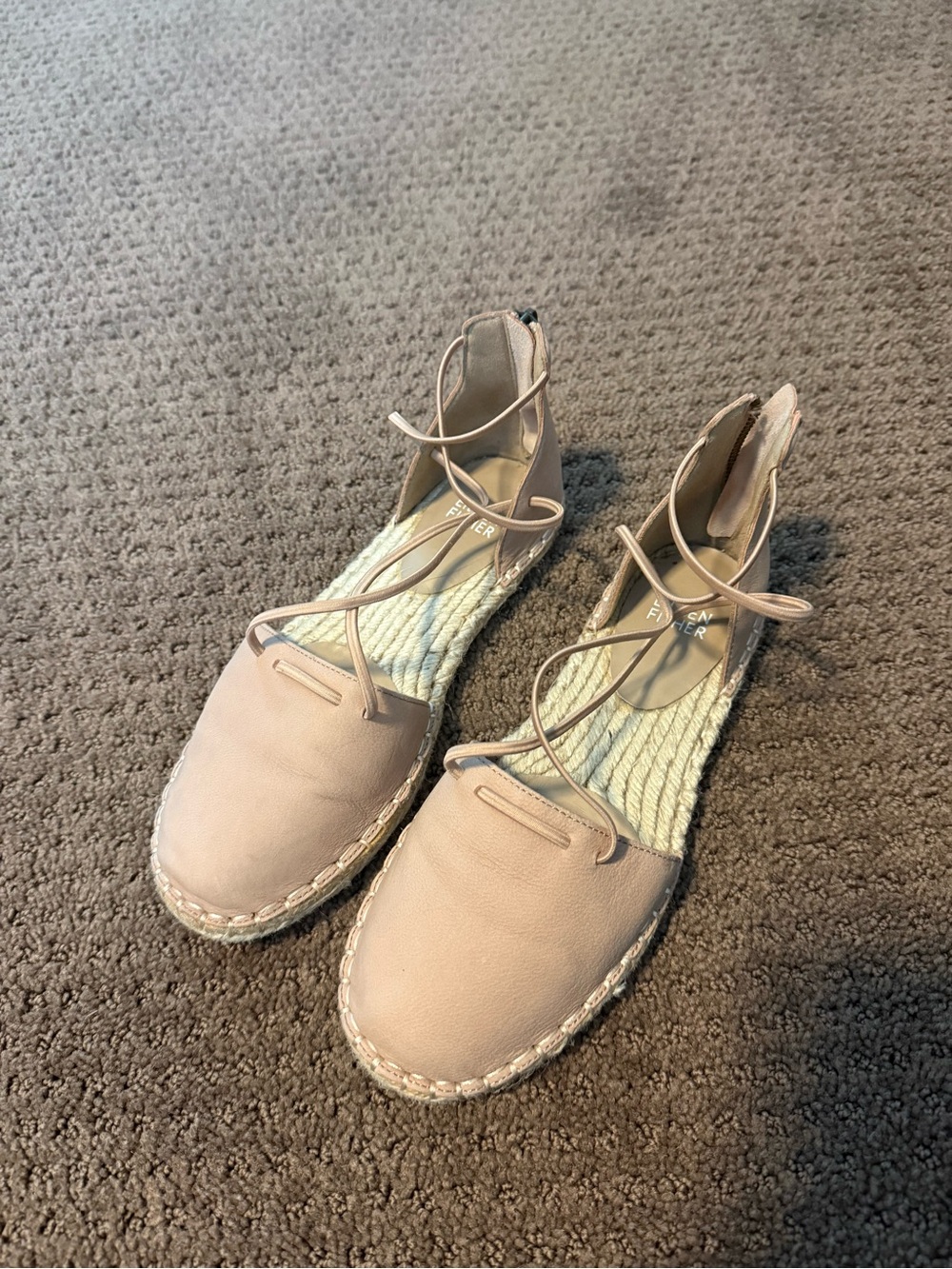 Eileen Fisher Lace-Up Espadrilles in Blush Pink